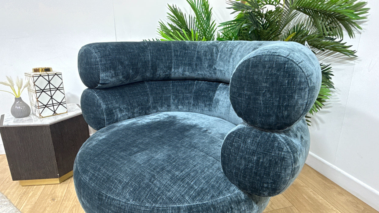 Sofology Fitzrovia Fabric Accent Swivel Chair in Luxury Chenille Teal