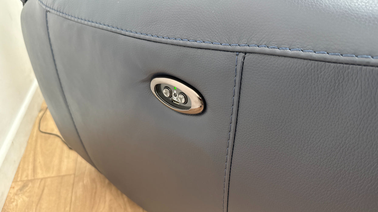 Sofology The Radleigh 3 Seater Recliner in Trusty Soft Sheen Leather Navy Blue