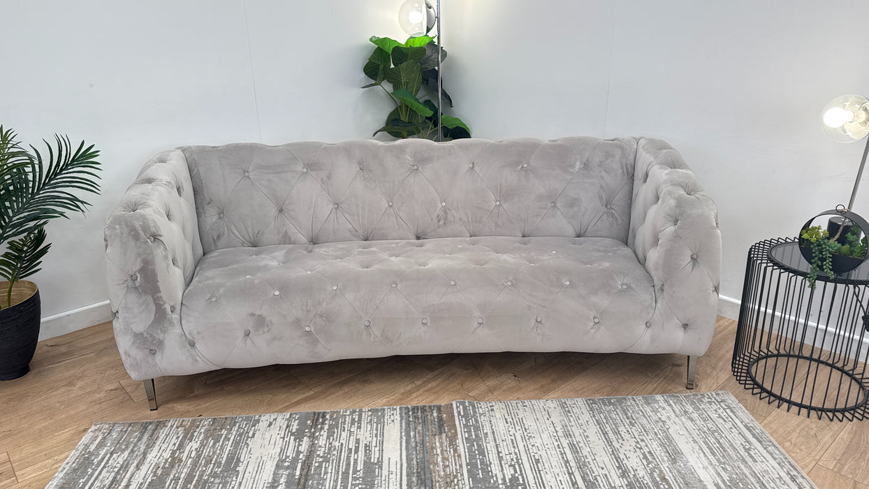 Sofology The Alchemist 3 Seater Fabric Sofa in Plush Silver