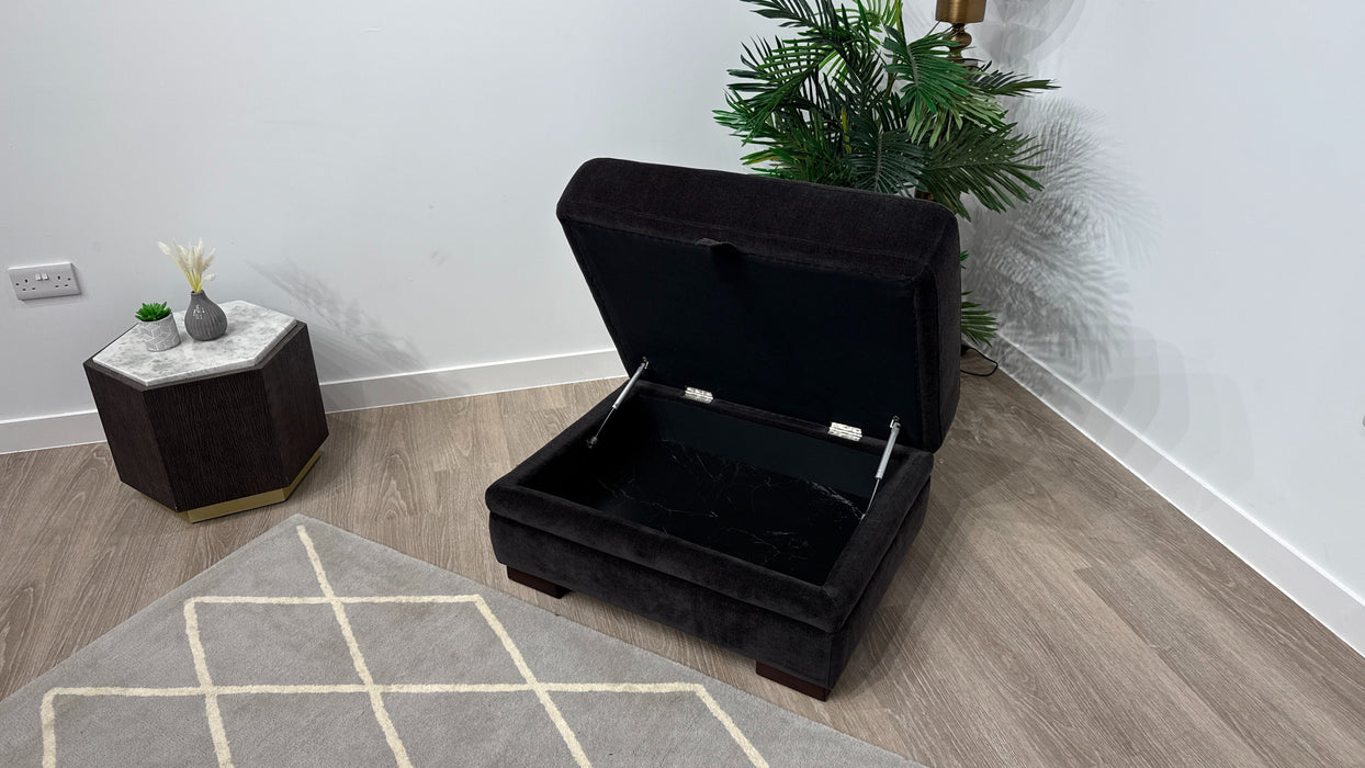 Sofology Obsidian Designer Storage Footstool in Relaxed Chenille Raisin