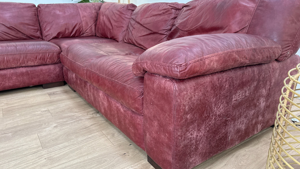 Linara 1 Terminal Corner 2 - Leather Sofa - Texas Bordeaux