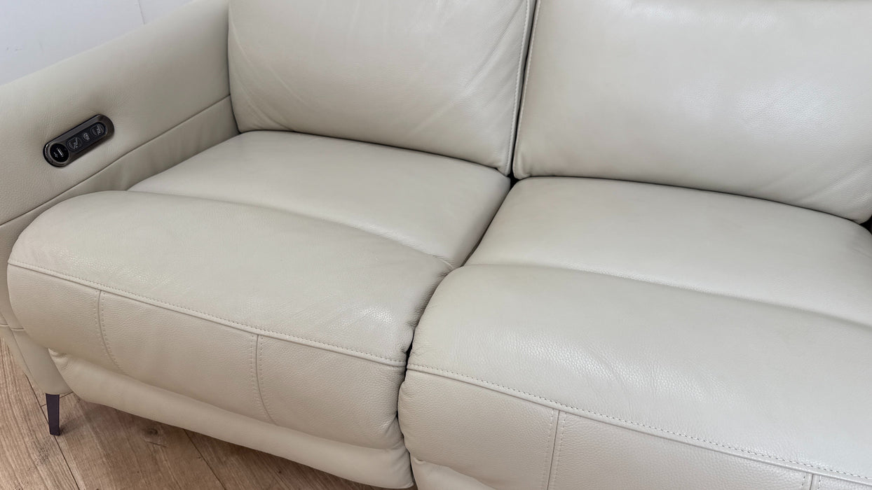 Sofology Renato Leather 2 Seater Power Recliner in Trusty Embossed Bone China