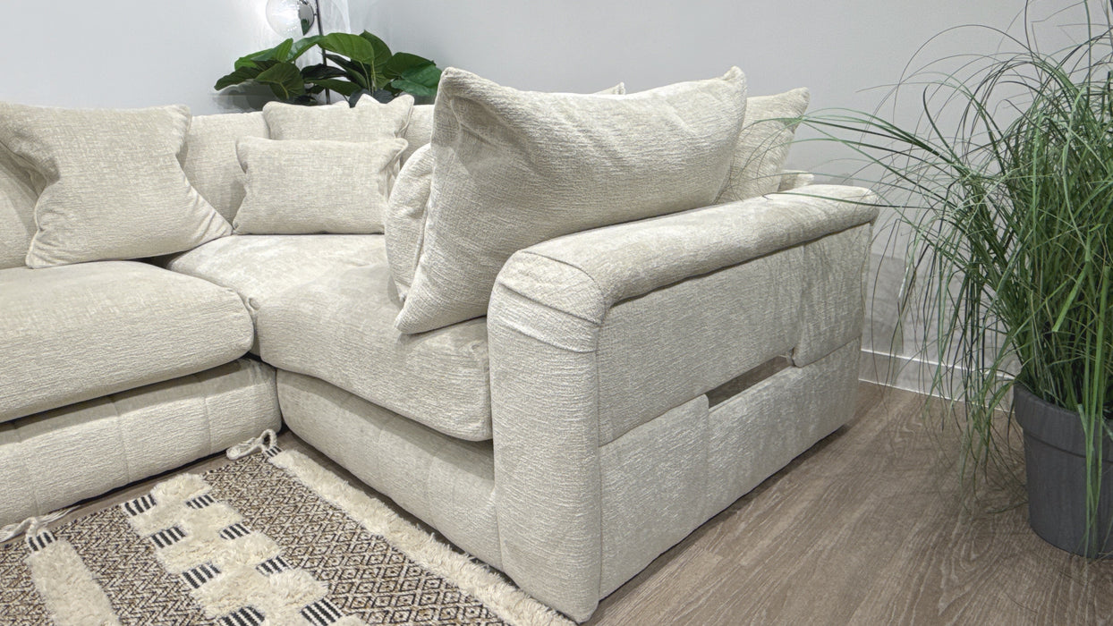 Sofology Westwood 3 Corner 1  Fabric Sofa in Teddy Chenille Mist All Over