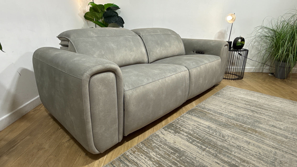 Sofology Premiere Fabric 2.5 Seater Power Recliner/Headrest Heated Seats in Lifestyle Flecked Stone