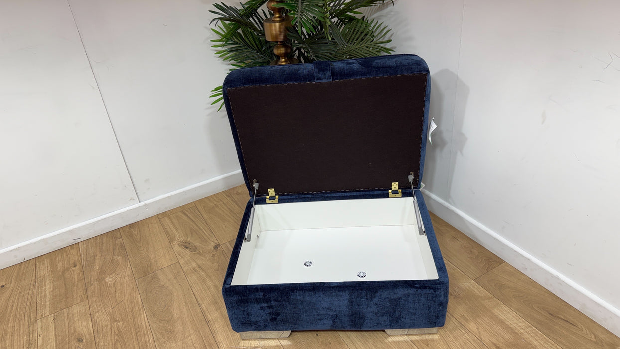 Sofology Valentina Fabric Storage Footstool in Luxury Chenille Navy