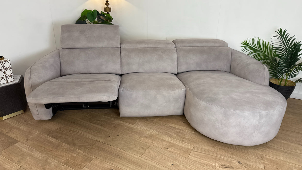 Sofology the Serene Fabric 3 Seater Chaise Power Recliner/Headrest in Lifestyle Mottled Marble