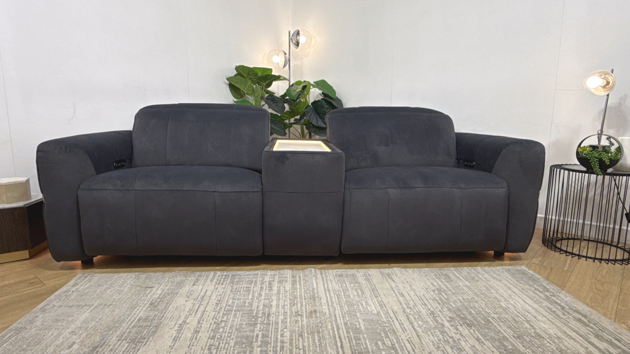 Sofology Lumiere Fabric 2.5 Seater Light Marble Console Power Recliner/Headrest in Lifestyle Flecked Anthracite