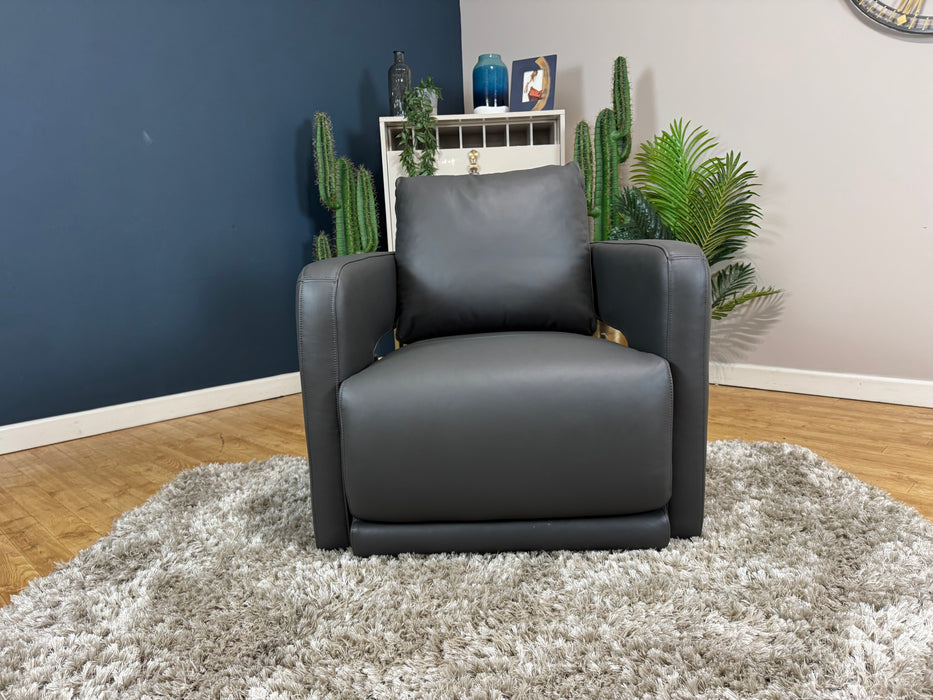 Flex Leather Accent Swivel Chair - Trusty Matt Leather Charcoal (WA2)