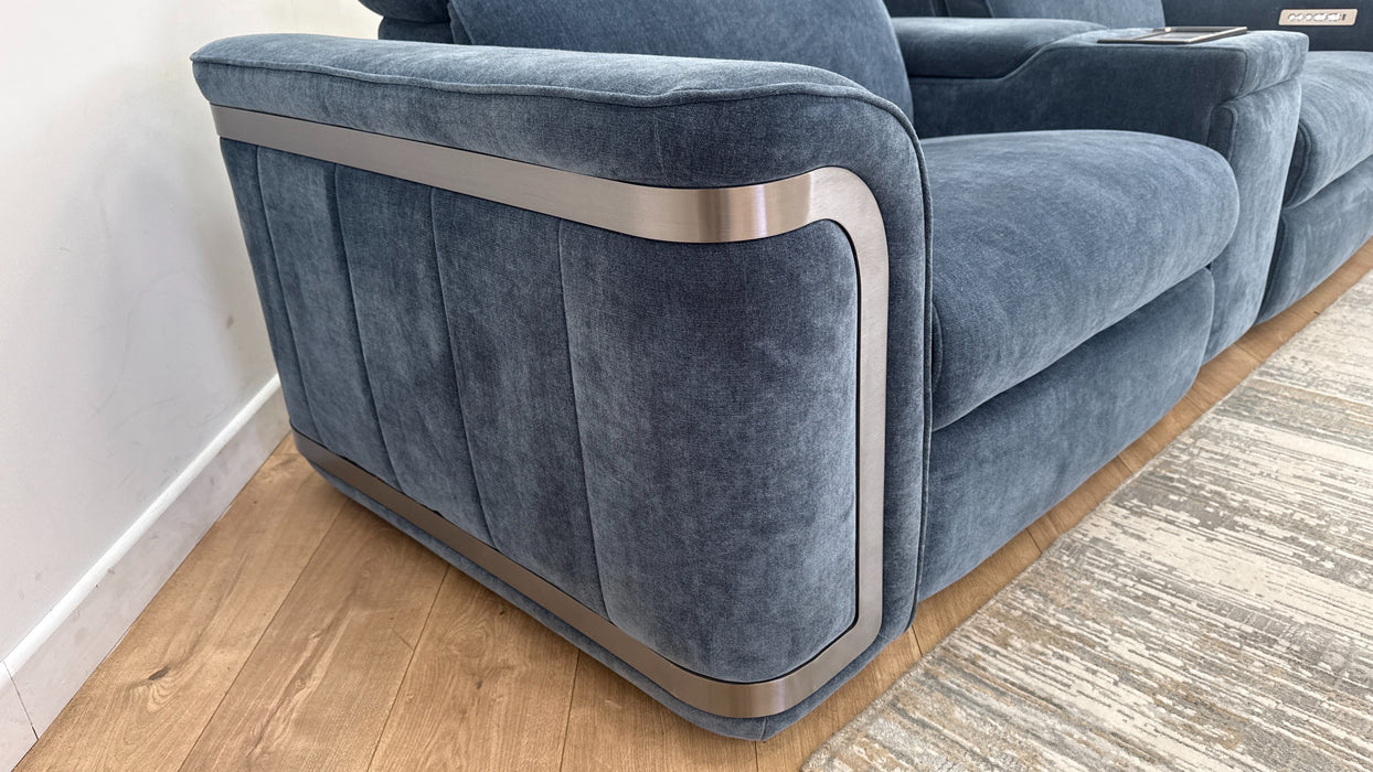 Sofology Plaza Fabric 2.5 Seater Smart Console Power Recliner in Denim