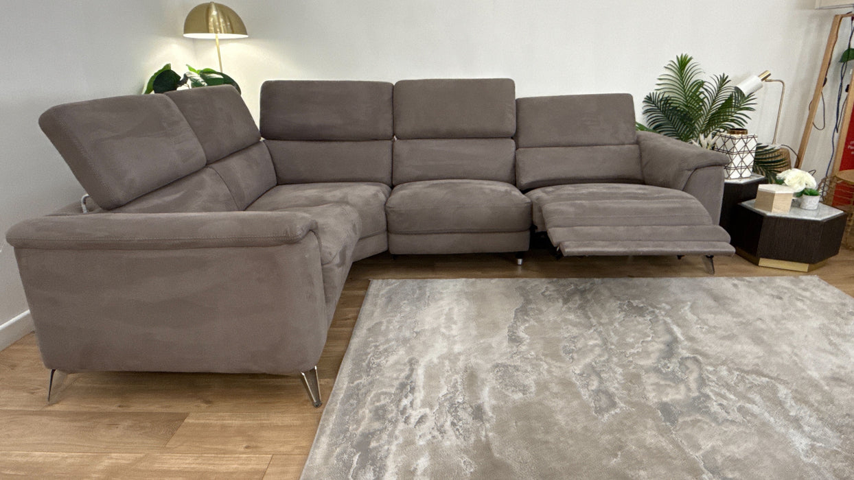 DFS Fabric Left Hand Facing Single Recliner Corner in Pewter