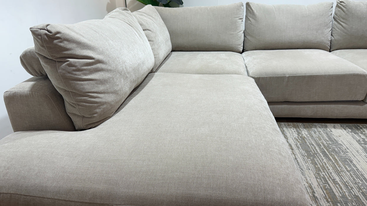 Sofology Amalfi Fabric Chaise 1 Corner 2 in Vintage Chenille Pebble