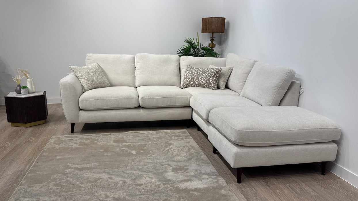 Sofology Hackney Fabric 2 Corner 1 Chaise Sprung Seats in Linen Look Chenille Mist Mix