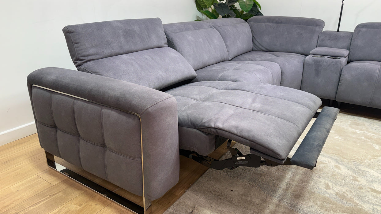 Sofology Marvella Fabric 3 Corner Console 1.5 Power Recliner/Headrest in Lifestyle Flecked Charcoal