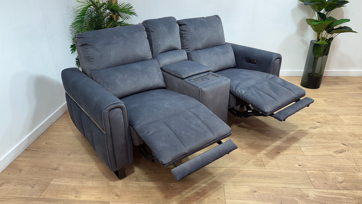 Sofology Ravello Fabric 2 Seater Console Power Recliner in Lifestyle Flecked Charcoal