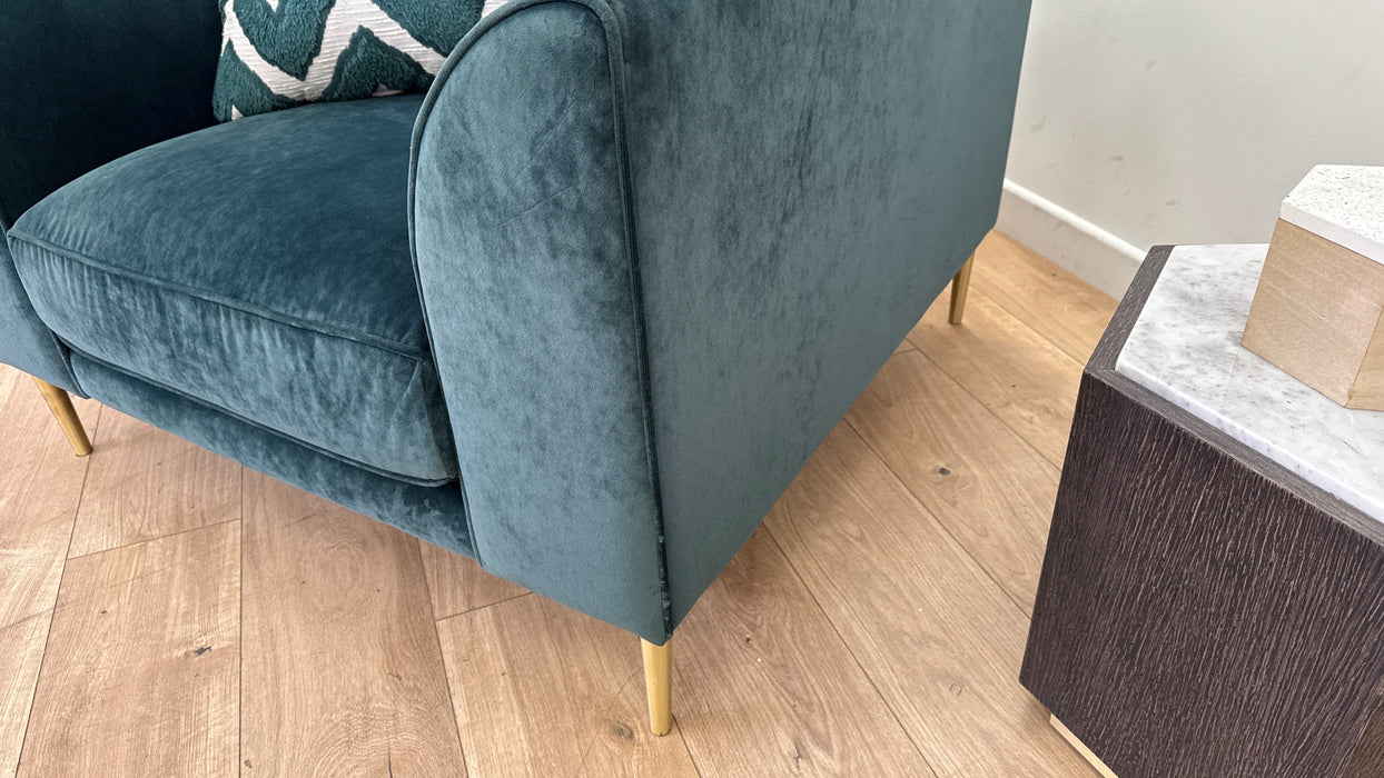 Sofology Moxie Fabric Chair in Deep Teal/Chevron Teal Mix