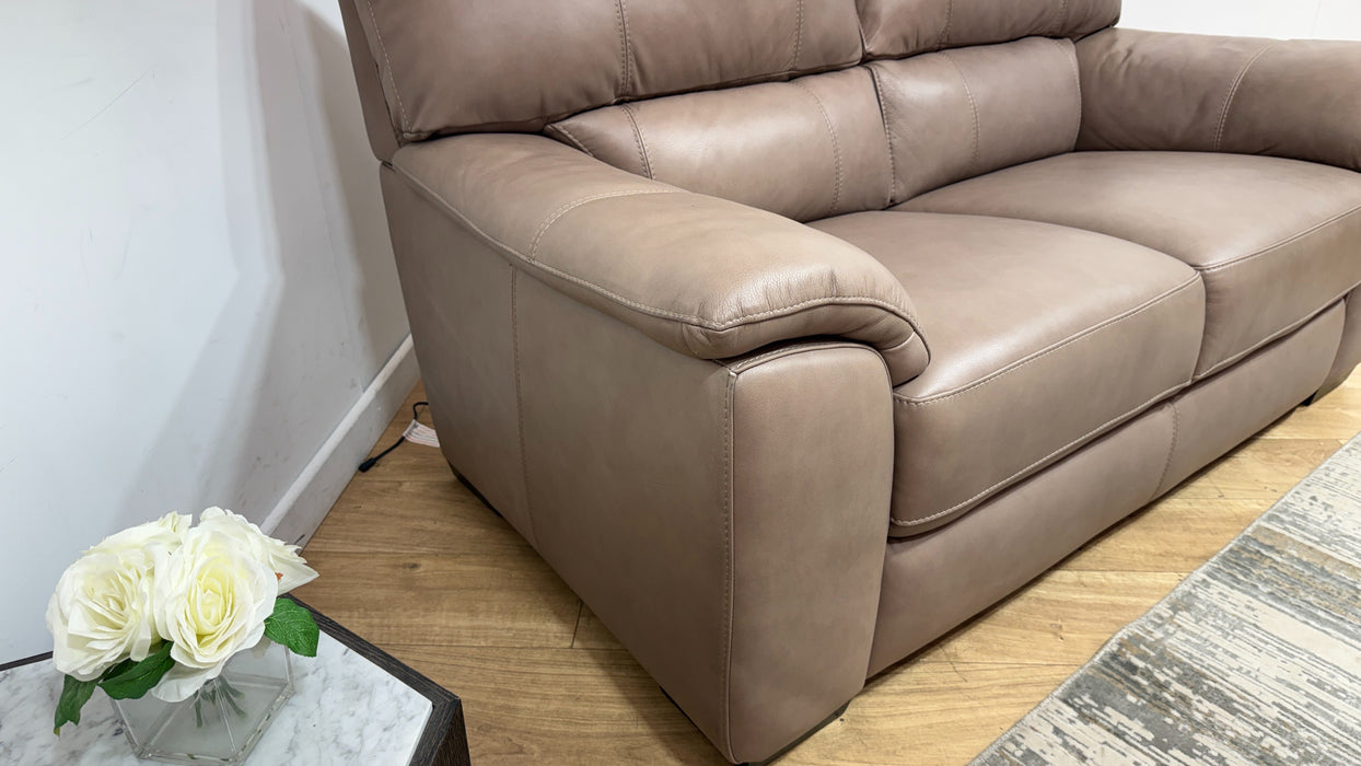 Sofology Santina Leather 2 Seater in Relaxed Soft Stone