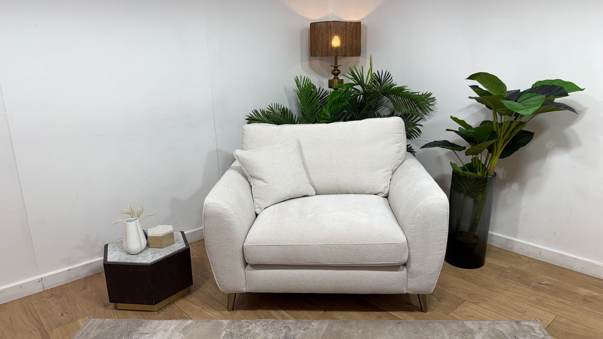 Sofology Hackney Fabric Loveseat Memory Foam Seats in Linen Look Chenille Mist