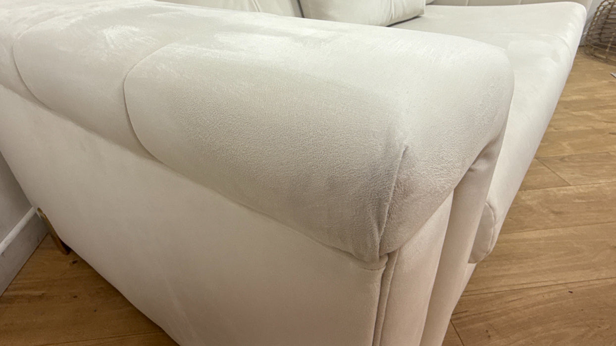 Sofology Oscar Fabric 3 Seater Gold Trim in Super Matt Velvet Ecru Mix