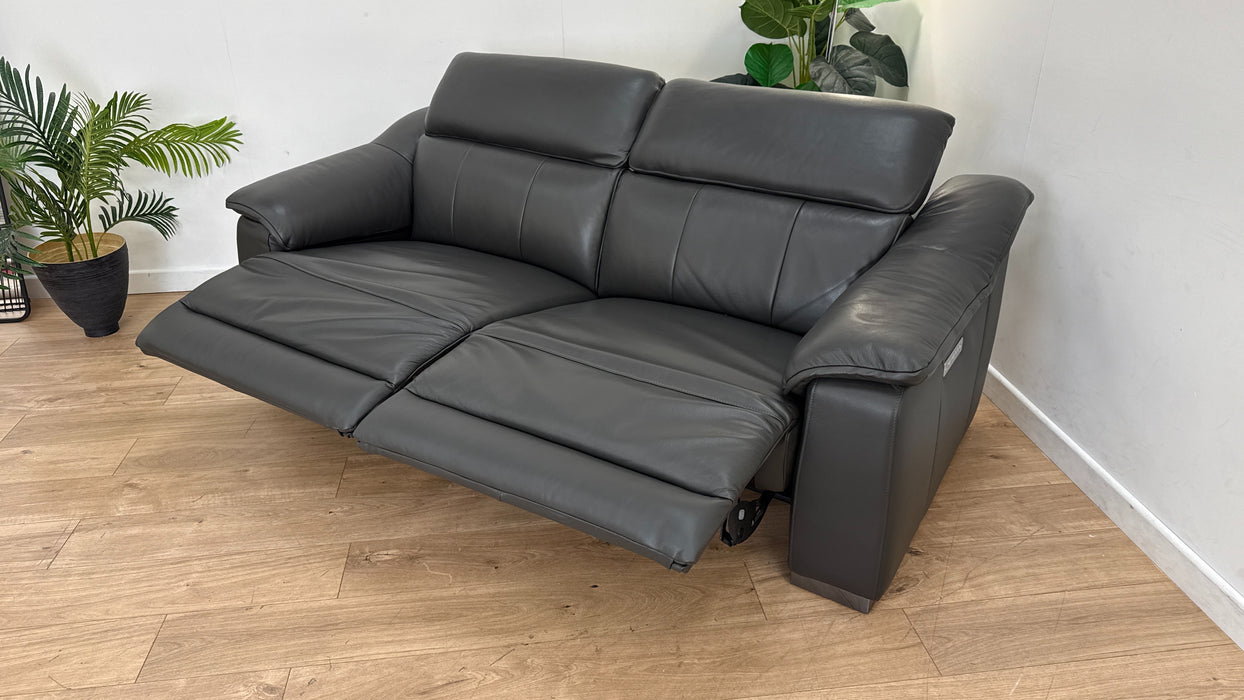 Sofology The Carrera 2.5 Seater Recliner Sofa in Trusty Embossed Leather Charcoal