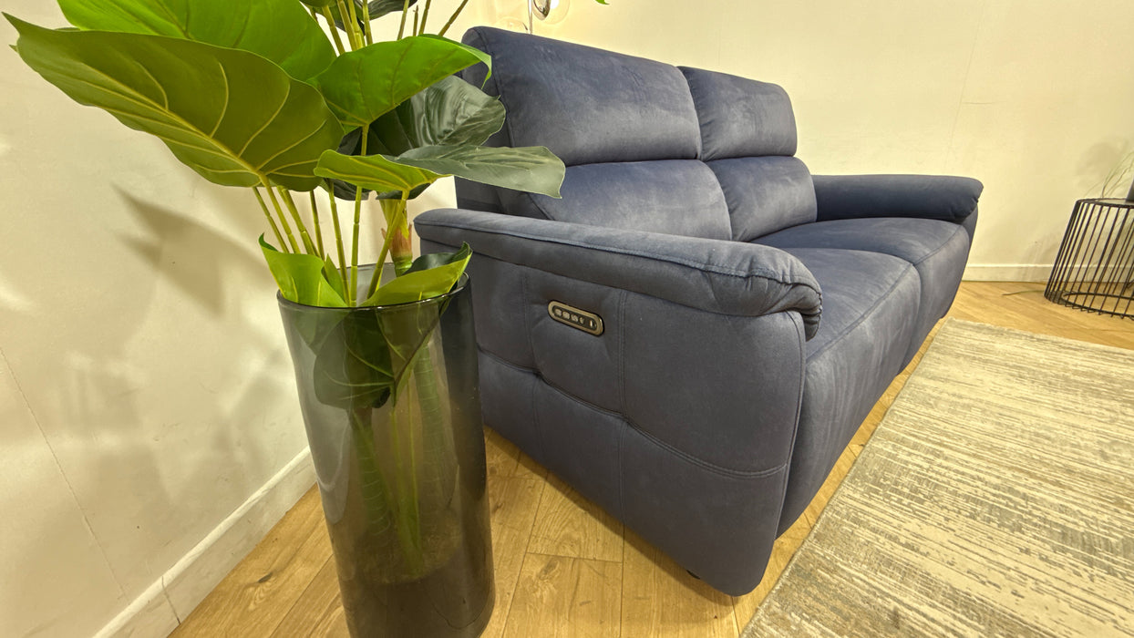 Sofology Ripley Fabric 2.5 Seater Power Recliner/Headrest Lumbar Support in Lifestyle Flecked Navy