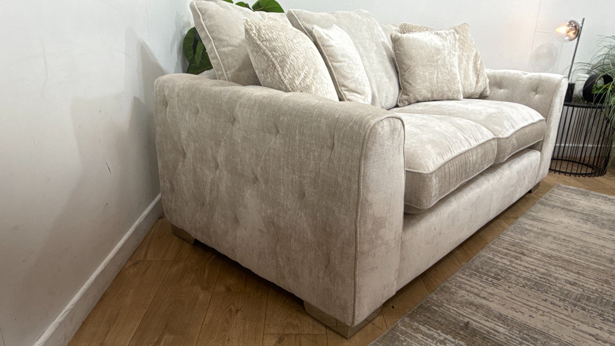 Sofology Valentina Fabric 3 Seater Foam/Fibre Seats Pillow Back in Luxury Chenille Mist Mix