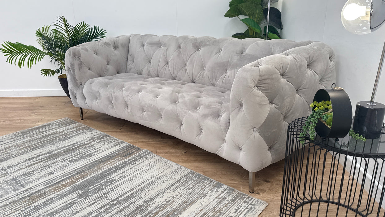 Sofology The Alchemist 3 Seater Fabric Sofa in Plush Silver