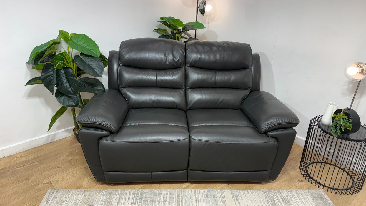 DFS Premier 2 Seater Leather Power Recliner Sofa in Graphite