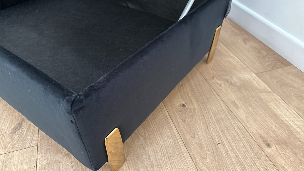Sofology The Oscar Fabric Storage Footstool in Super Matt Velvet Black