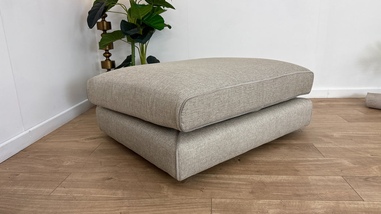 Sofology Sterling Fabric Designer Footstool in Chunky Woven Stone