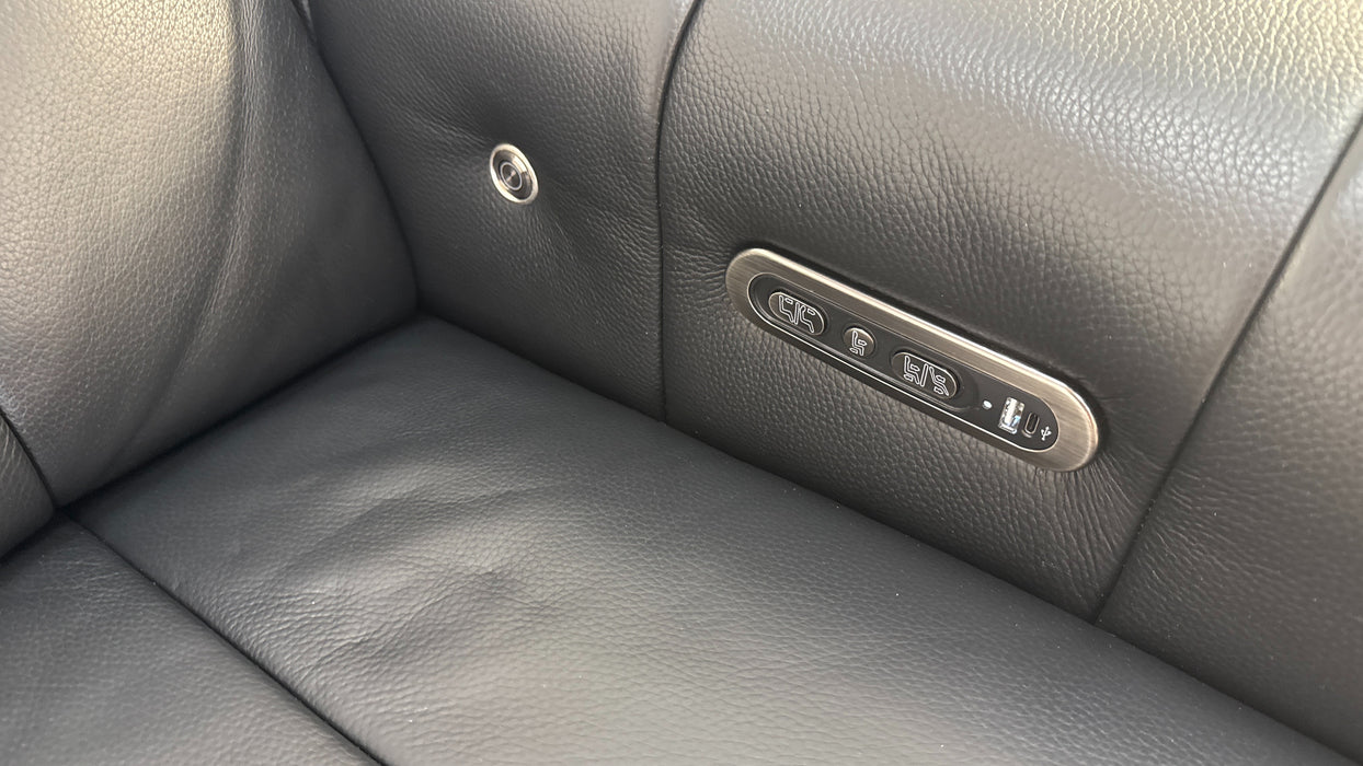 Sofology The Paramount 2.5 Seater Recliner Sofa Console in Trusty Embossed Leather Jet Black