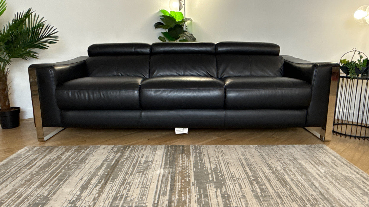 Sofology The Torres Leather 4 Seater in Jet Black