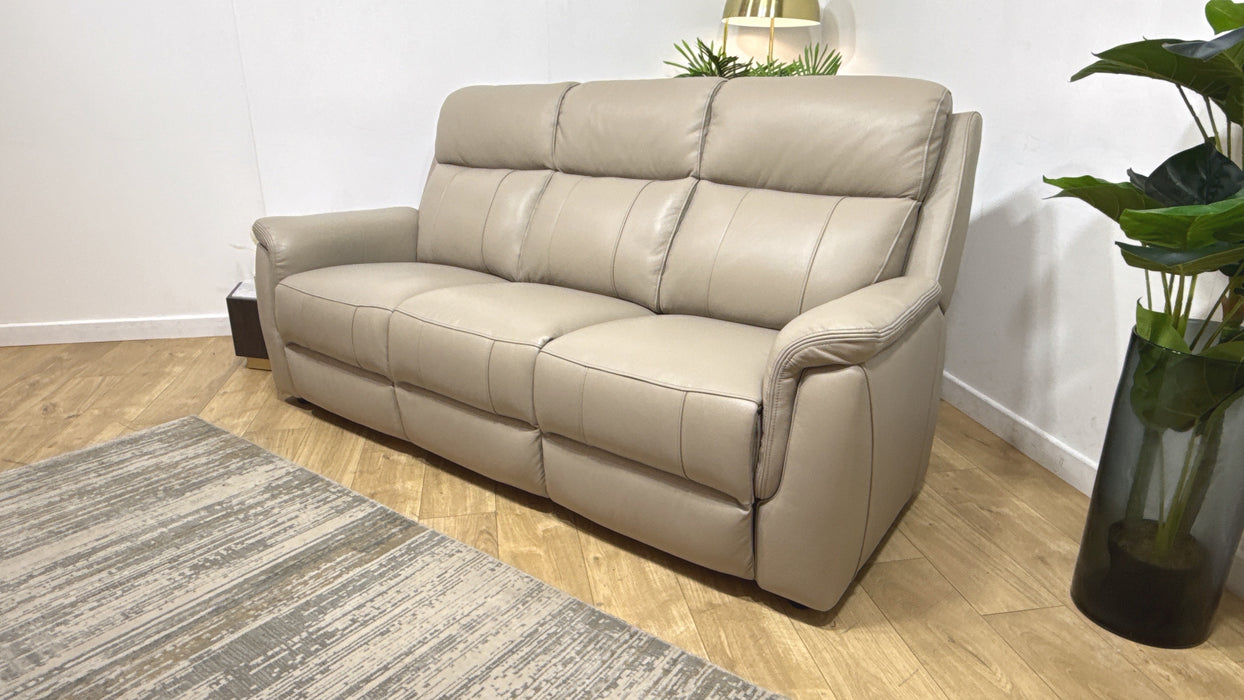 Sofology Bradie Leather 3 Seater in Trusty Embossed Stone