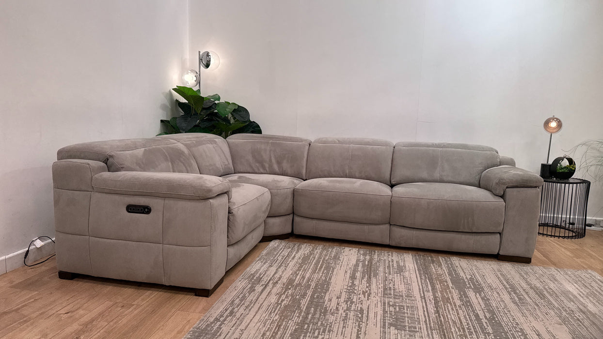 Sofology Laurence Fabric 1 Corner 3 Power Recliner/Headrest in Lifestyle Textured Grey