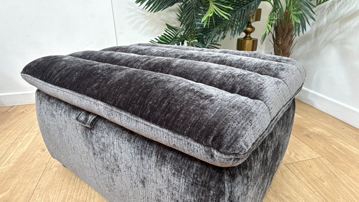 Sofology Olson Fabric Designer Storage Footstool in Luxury Textured Chenille Anthracite