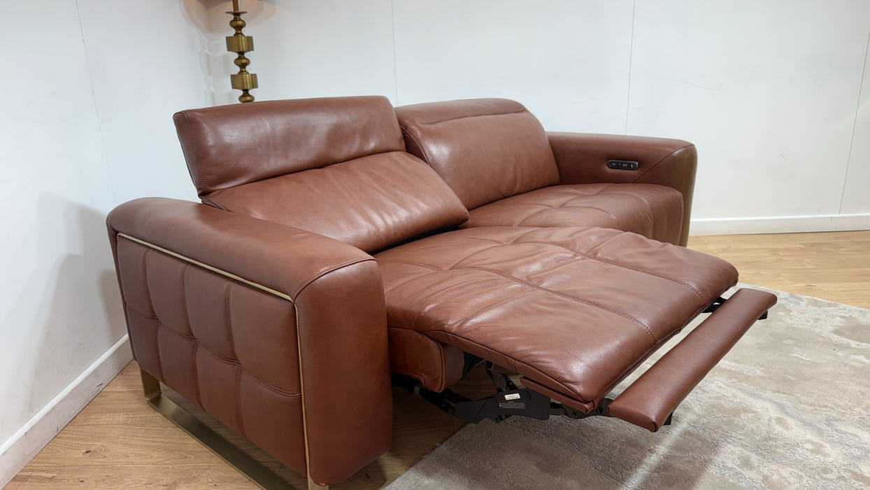 Sofology Marvella Leather 2.5 Seater Power Recliner/Headrest in Trusty Sheen Butterscotch