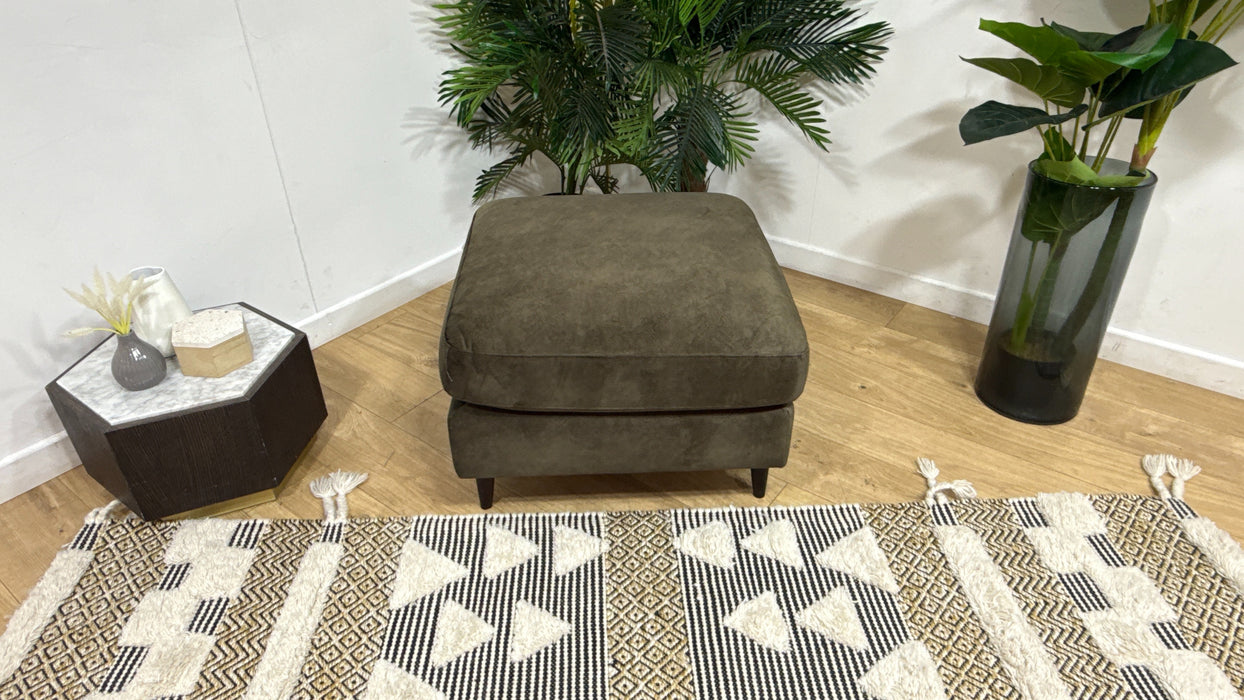 Sofology Hackney Fabric Memory Foam Footstool in Lifestyle Dapple Olive Green