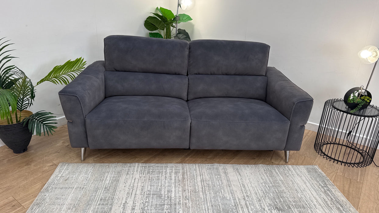 Sofology Dakota Fabric 3 Seater Power Recliner/Headrest in Lifestyle Mottled Charcoal