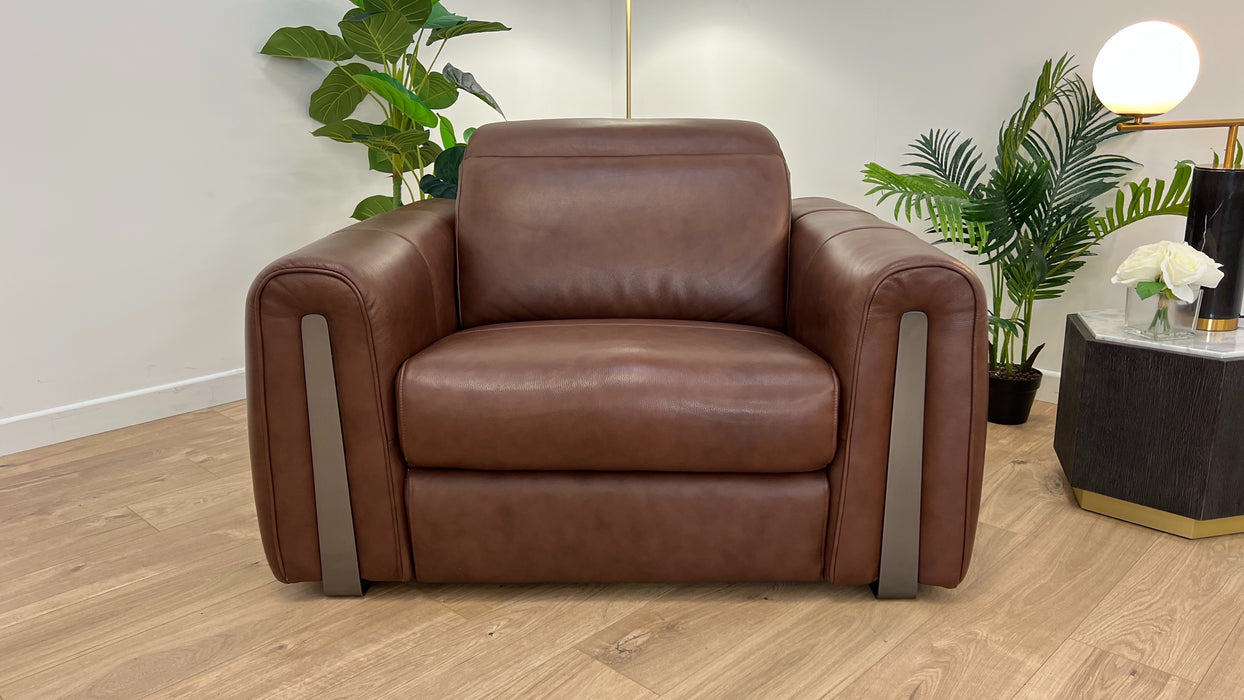 Kingsbridge 1 Seater -Trusty Embossed Leather Chestnut - Power recliner