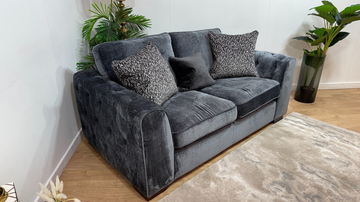 Sofology Valentina Fabric 2 Seater Full Back Foam Seats in Luxury Chenille Charcoal Mix