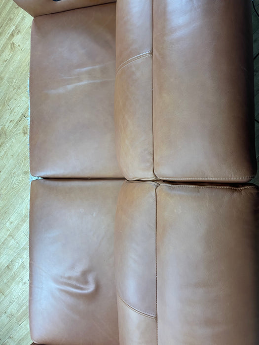 Bohemia 3 Seater Power Recliner Power Headrest Relaxed Tan Matt Leather (WA2)