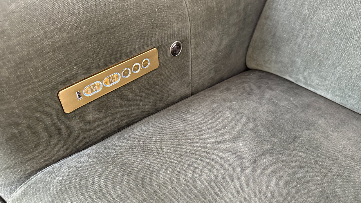 Sofology Kingsbridge Fabric 3 Corner 1.5 Power Recliner/Headrest Heated Seats in Relaxed Chenille Pine