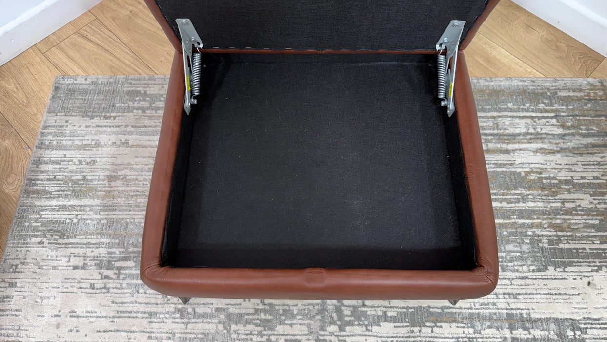 Sofology Adler Leather Storage Footstool in Relaxed Soft Brown