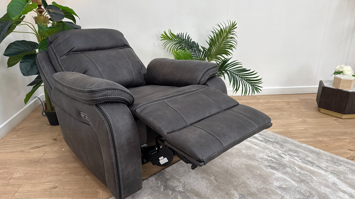 DFS Power Recliner Fabric Chair in Chaircoal