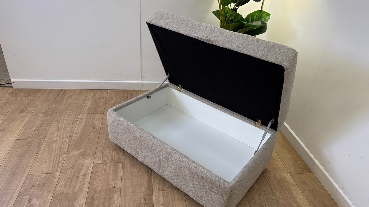 Sofology The Marble Arch Fabric Footstool in Cologne Wood Trim Mink All Over