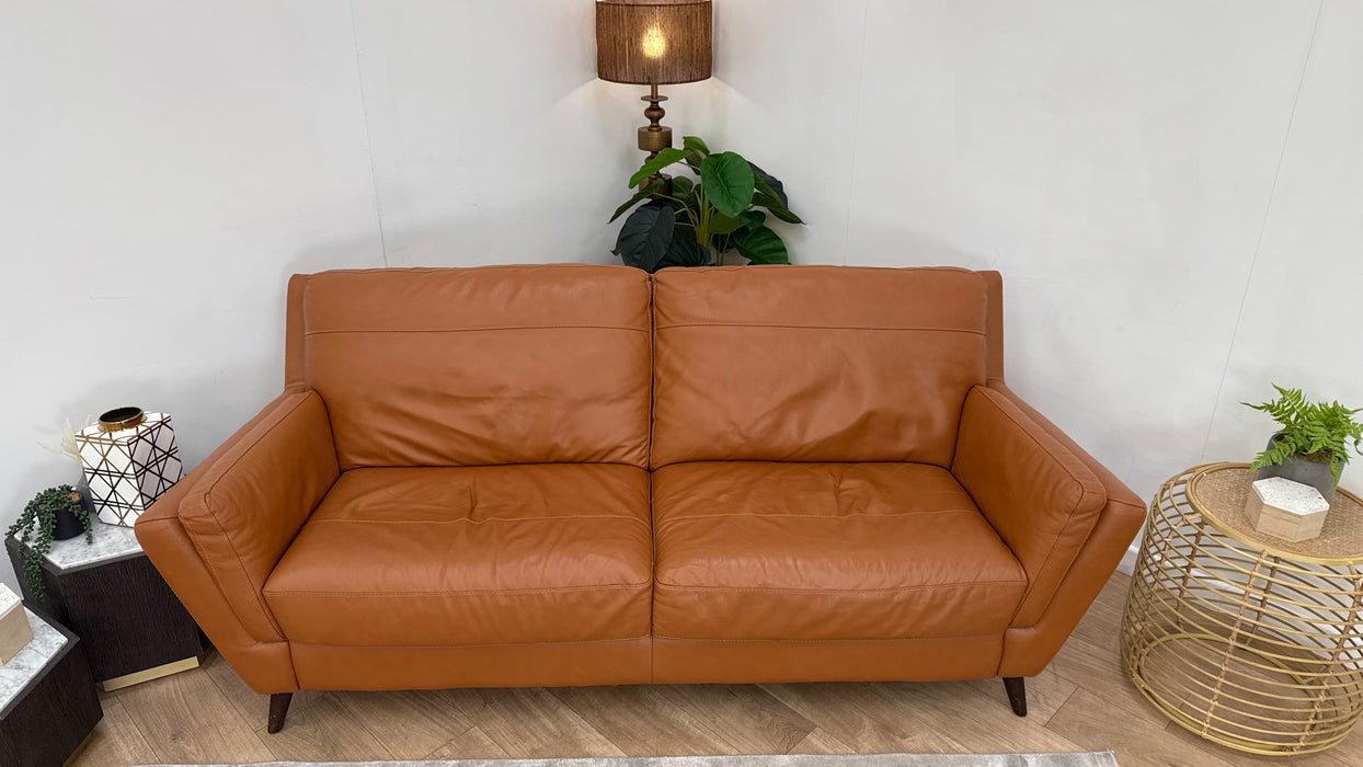 Sofology Fellini Leather 3 Seater Full Back in Alaska Brittany