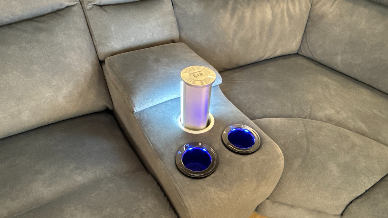 Sofology Renato Fabric 3 Corner Console 1.5 Power Recliner in Lifestyle Flecked Charcoal