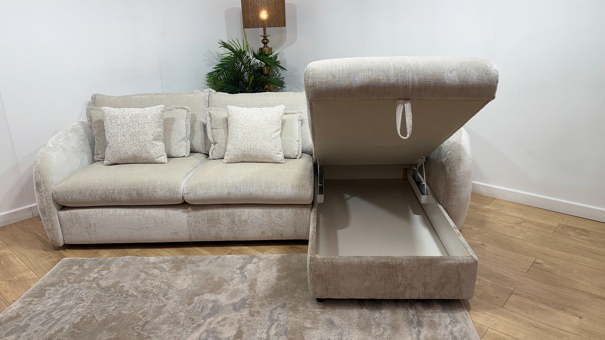 Sofology Portobello Fabric 3 Seater Chaise Storage Sprung Seats in Luxury Chenille Mist Mix