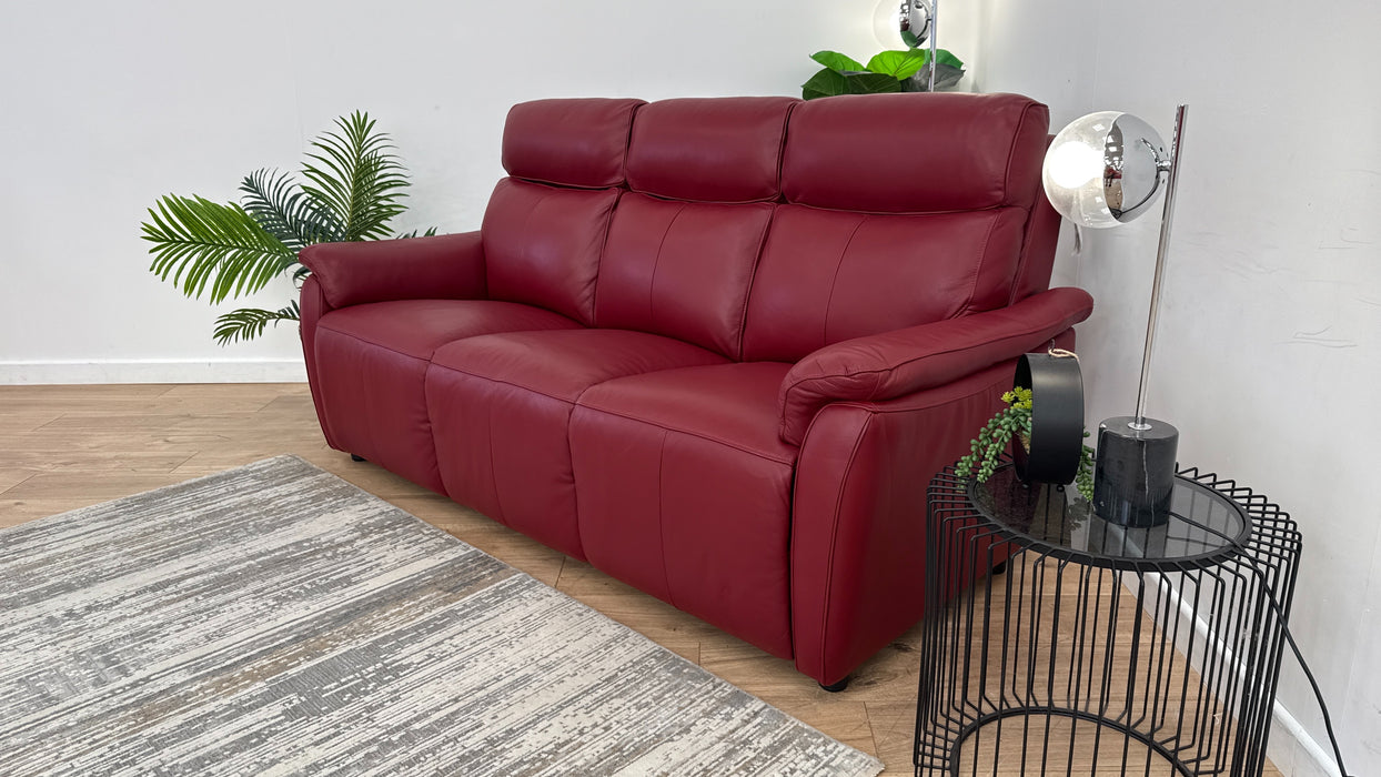 Sofology Parker Leather 3 Seater in Trusty Sheen Cranberry
