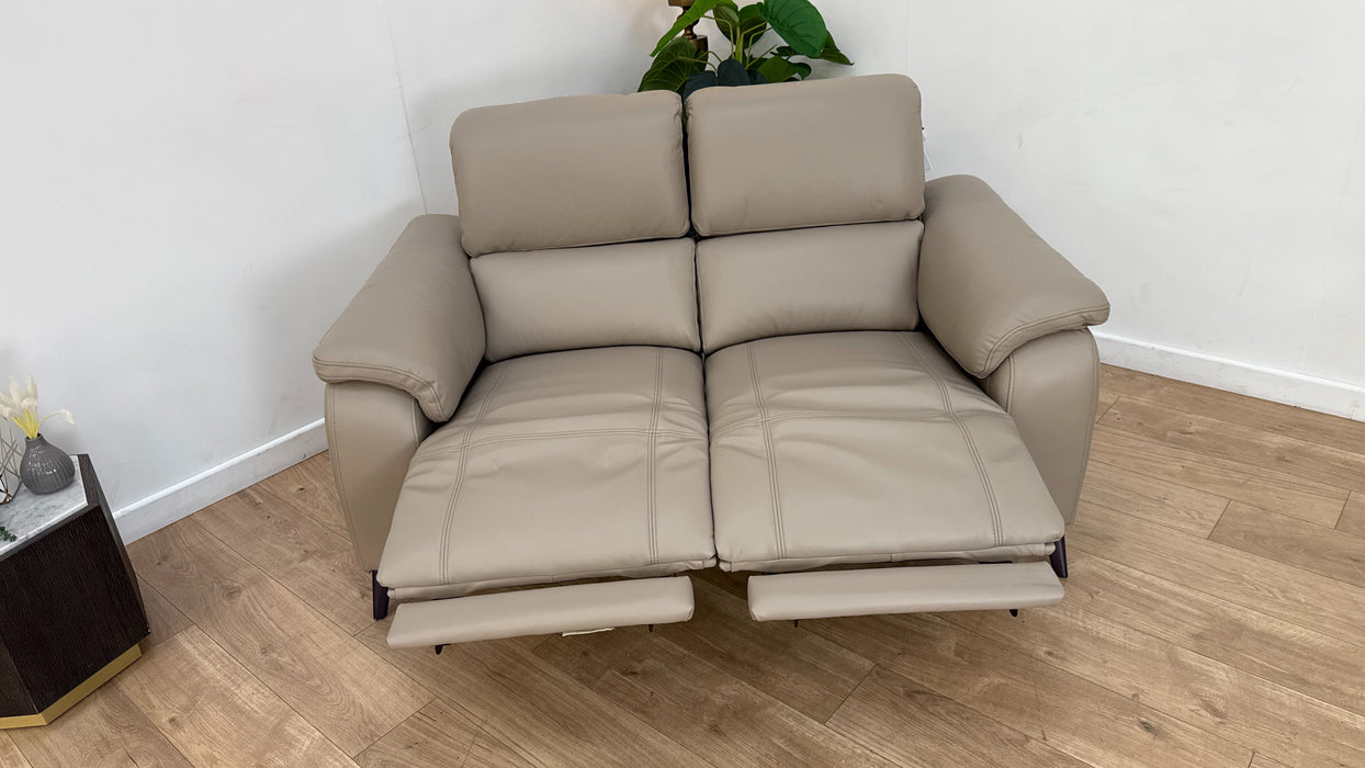 Sofology Bailey Leather 2 Seater Power Recliner/Headrest in Trusty Embossed Stone