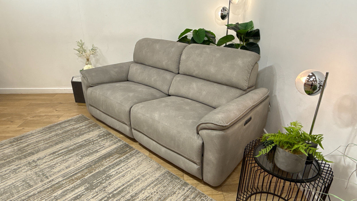 Sofology Hugo Fabric 2.5 Seater Power Recliner/Headrest in Lifestyle Flecked Stone